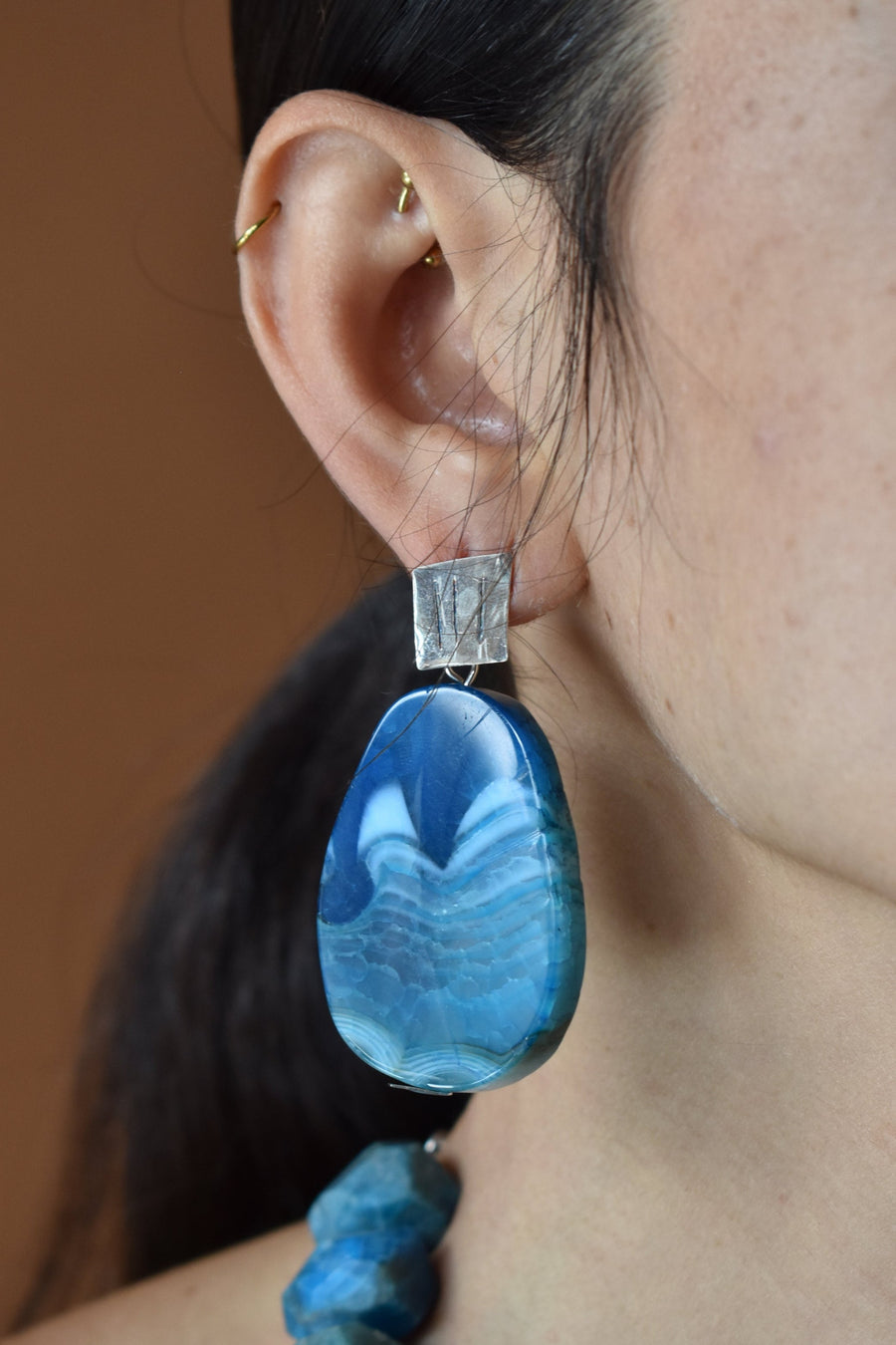 Agate And Silver Earrings