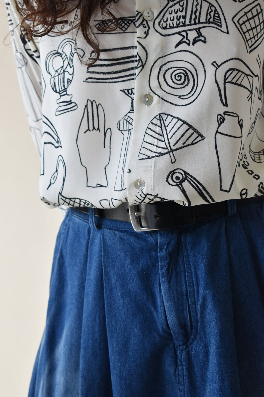 Denim Tailored Midi Skirt