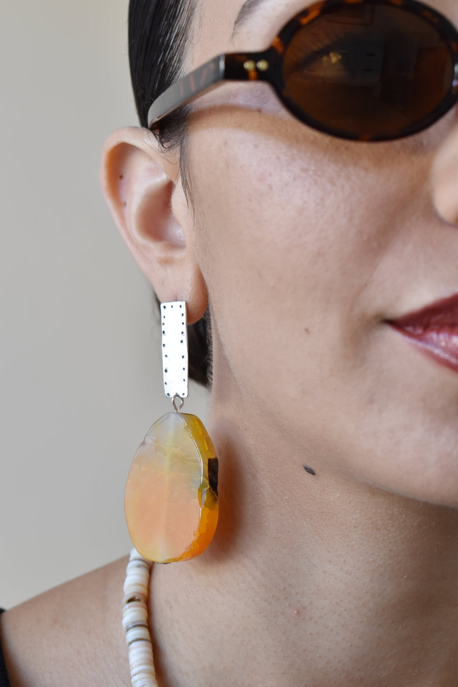 Agate And Silver Earrings