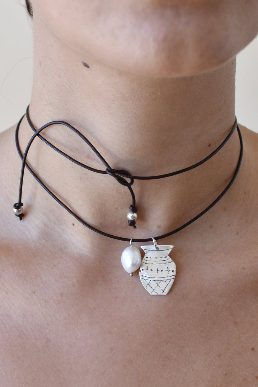 SIlver And Leather Necklace