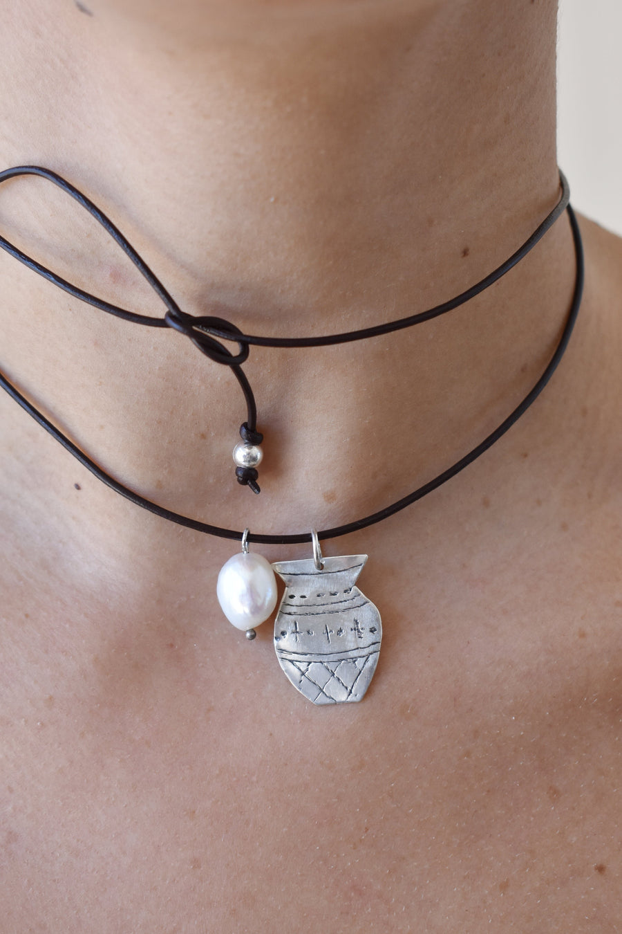 SIlver And Leather Necklace