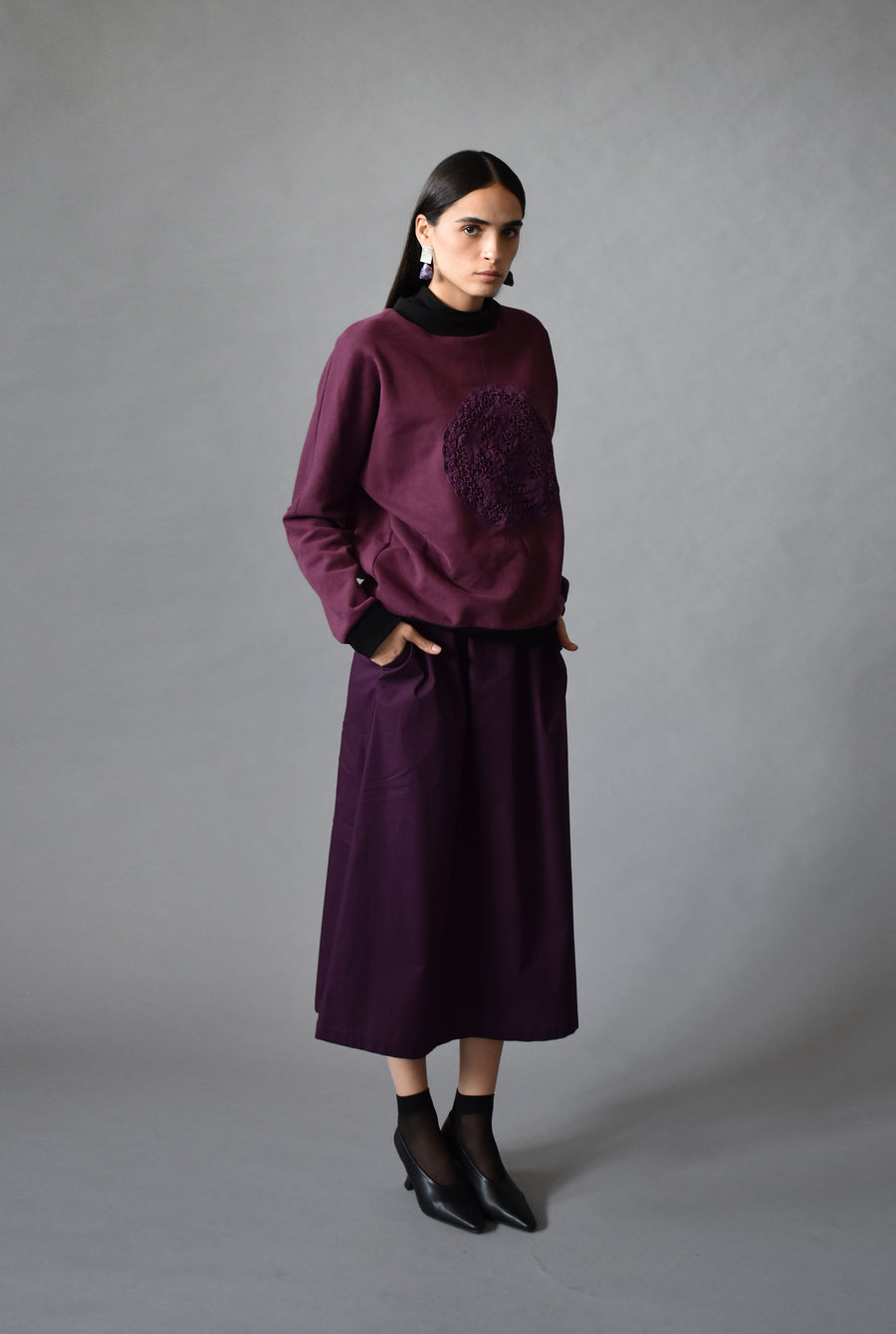 Purple Embroidered Sweatshirt - OFIR IVGI
