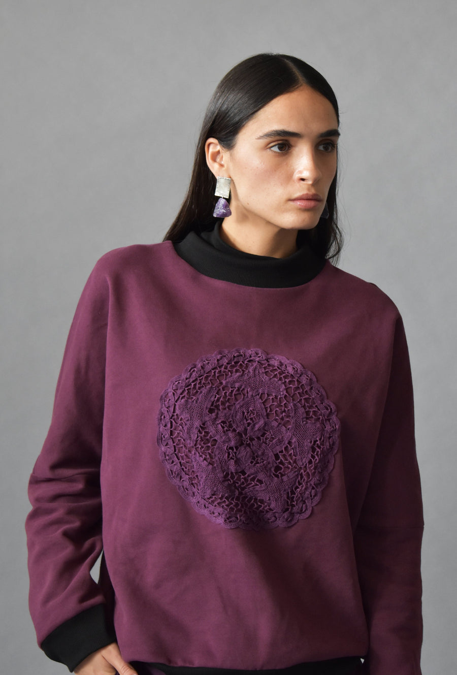 Purple Embroidered Sweatshirt - OFIR IVGI