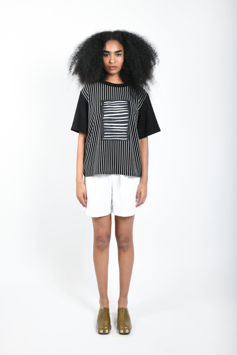 Black Stripes Printed T Shirt - OFIR IVGI